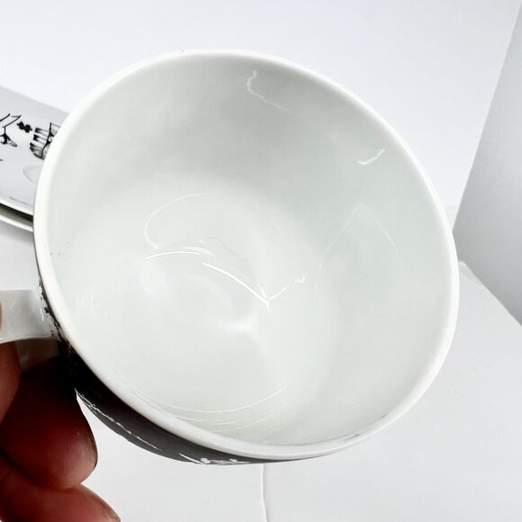 Franconia-Krautheim Candlelight 4 Pce Flat Porcelain Cup Saucer Set B/W Floral - Picture 5 of 13